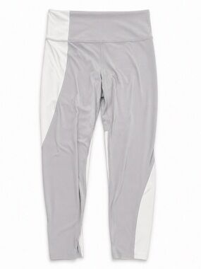 Athleta Color Block Gray White Leggings Size M Gym Fitness